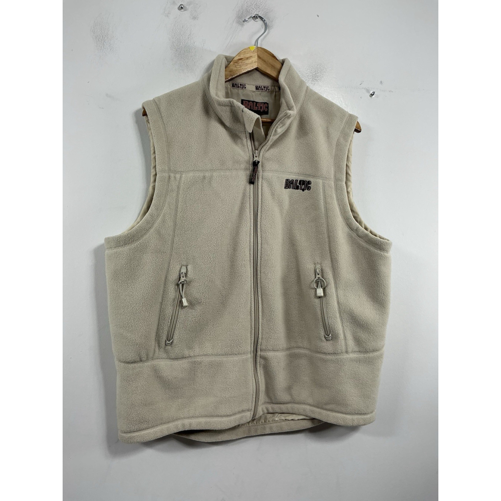 Mens Excellent Condition Baltic Lined Fleece Full Zip Vest Large Beige